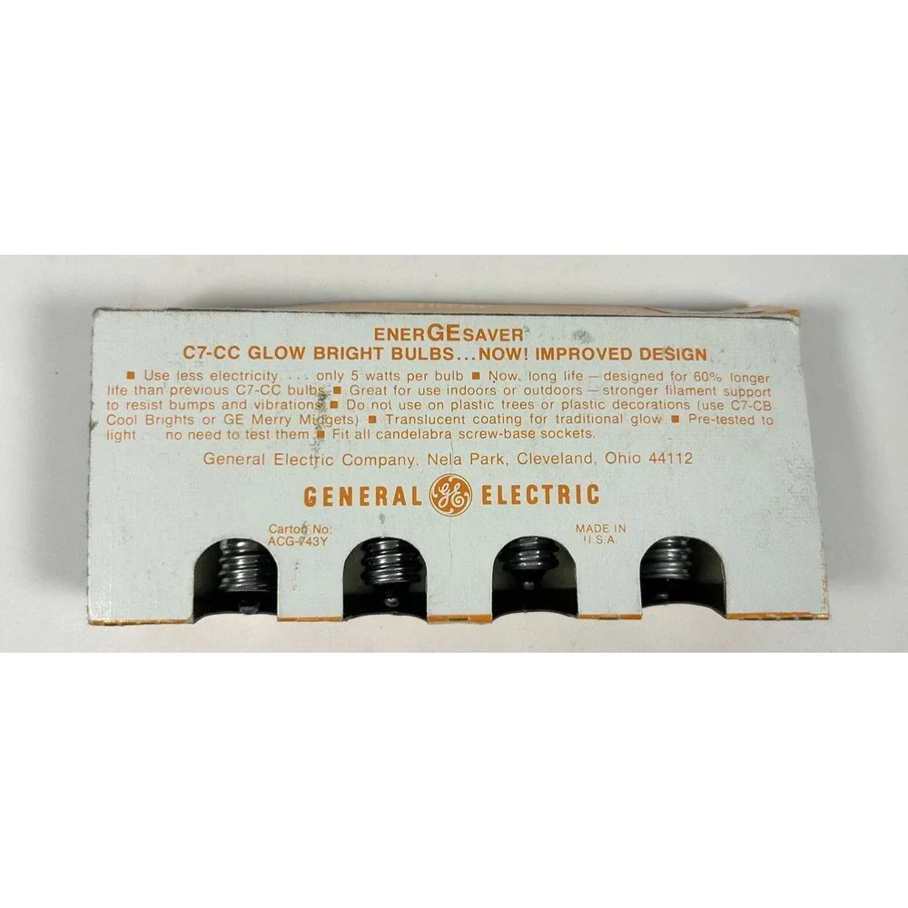 GE Glow Bright C7 Christmas Light Bulbs Replacement NOS Multi Color VTG